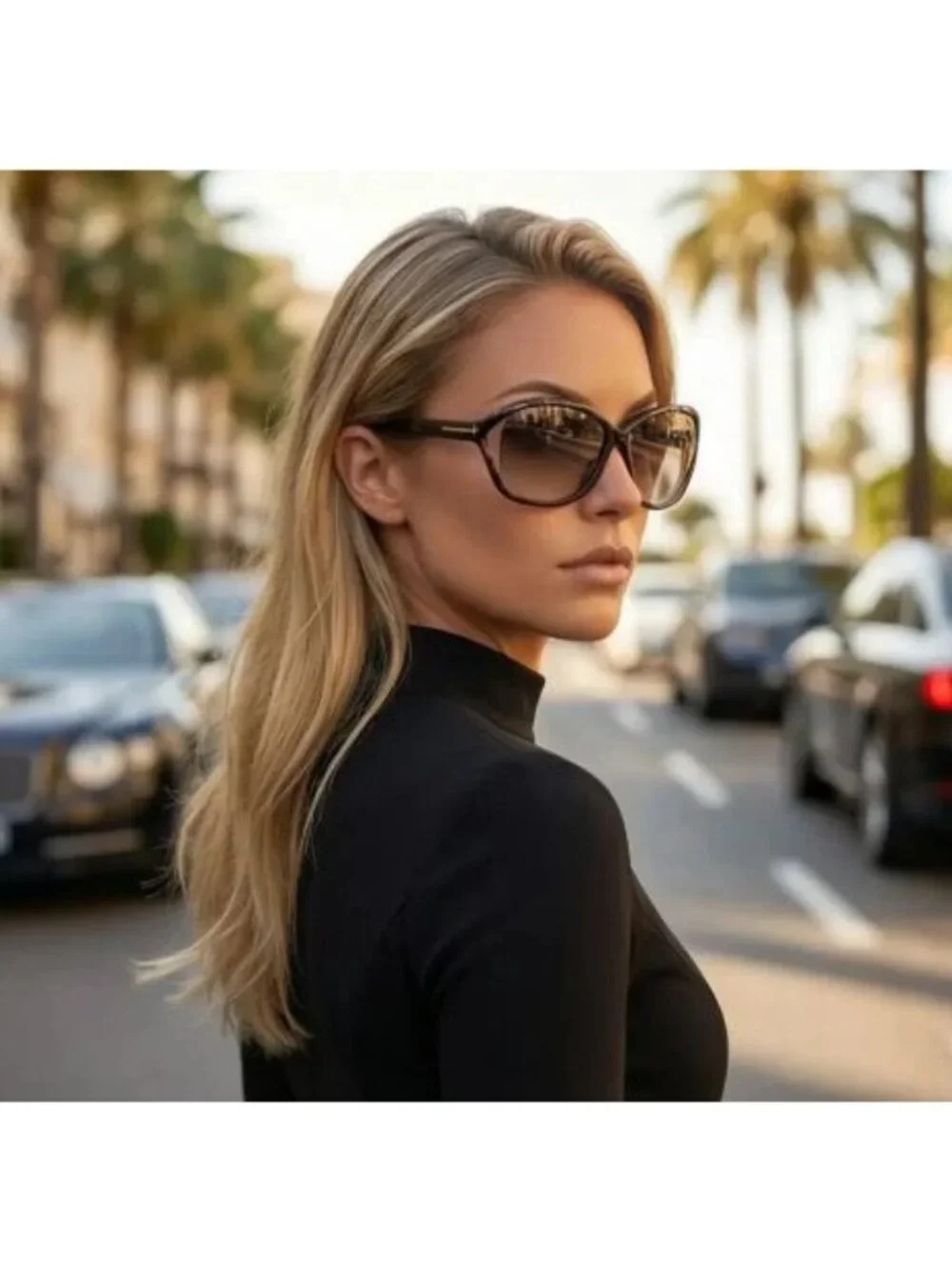 Tom Ford FT1069 52G Fernanda Geometric Sunglasses - Havana / Brown Mirror